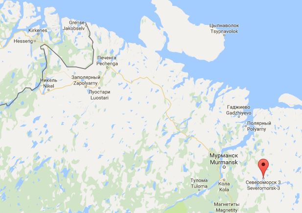 Severomorsk basen ligger godt 130 kilometer sydøst for grænsen til Norge. 