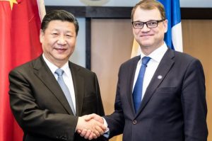 Xi JInping og Finlands  statsminister Juha Sipila. Foto: Statsministerens kontor.